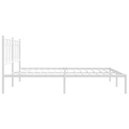 Berkfield Home Metal Bed Frame without Mattress with Headboard White 193x203cm - Size: 193x203 cm - thumbnail 5
