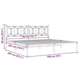 Berkfield Home Metal Bed Frame without Mattress with Headboard White 193x203cm - Size: 193x203 cm - thumbnail 8