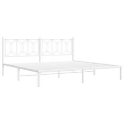 Berkfield Home Metal Bed Frame without Mattress with Headboard White 193x203cm - Size: 193x203 cm - thumbnail 1