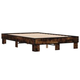 Berkfield Home Bed Frame without Mattress Smoked Oak 140x190 cm in Brown - thumbnail 3