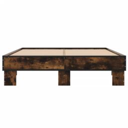 Berkfield Home Bed Frame without Mattress Smoked Oak 140x190 cm in Brown - thumbnail 4