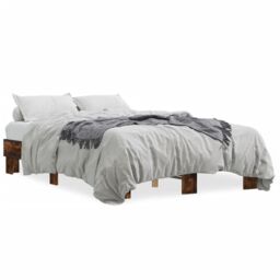 Berkfield Home Bed Frame without Mattress Smoked Oak 140x190 cm in Brown - thumbnail 2