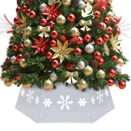 Berkfield Home Christmas Tree Skirt Silver & White √ò68x25 cm - Size: 68x25 cm