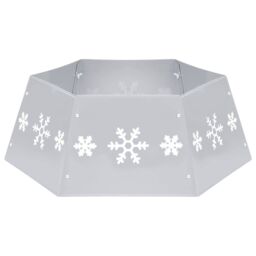 Berkfield Home Christmas Tree Skirt Silver & White √ò68x25 cm - Size: 68x25 cm - thumbnail 2