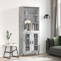 Berkfield Home Highboard Concrete Grey 69.5x34x180 cm Engineered Wood - thumbnail 1