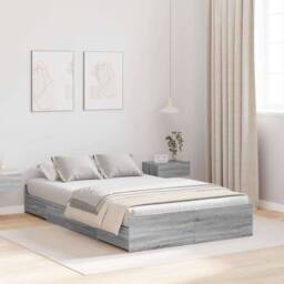 Berkfield Home Storage Bed Frame Grey sonoma 120 x 190 cm Engineered wood - thumbnail 2