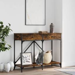 Berkfield Home Console Table Smoked Oak 100x39x78.5 cm Engineered Wood in Brown - thumbnail 2
