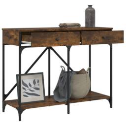 Berkfield Home Console Table Smoked Oak 100x39x78.5 cm Engineered Wood in Brown - thumbnail 4