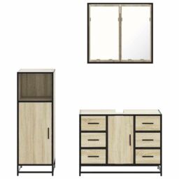 Berkfield Home 3 Piece Bathroom Furniture Set Sonoma Oak Engineered Wood in Brown - thumbnail 5