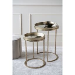 Libra Interiors Vienna Antique Gold Diamond Set Of 2 Side Tray Tables - thumbnail 5
