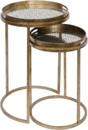 Libra Interiors Vienna Antique Gold Diamond Set Of 2 Side Tray Tables - thumbnail 1