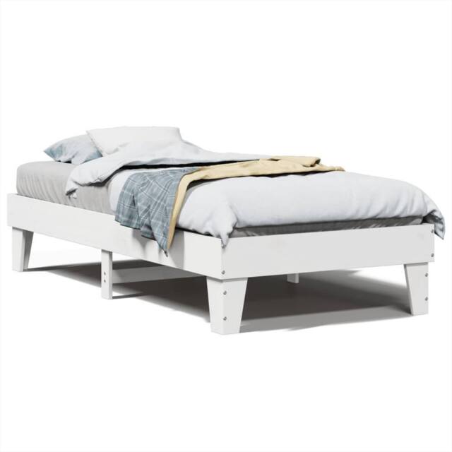 Berkfield Home Bed Frame Frame White 75x190 cm Small Single Solid Wood Pine - image 1