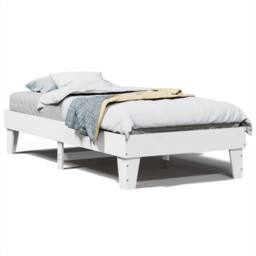 Berkfield Home Bed Frame Frame White 75x190 cm Small Single Solid Wood Pine - thumbnail 1