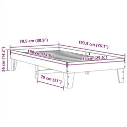 Berkfield Home Bed Frame Frame White 75x190 cm Small Single Solid Wood Pine - thumbnail 9