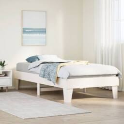 Berkfield Home Bed Frame Frame White 75x190 cm Small Single Solid Wood Pine - thumbnail 2