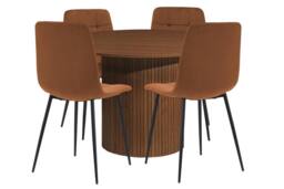 Birlea Axel Round Fluted Dining Set Table with 4 Chairs in Tan - thumbnail 6