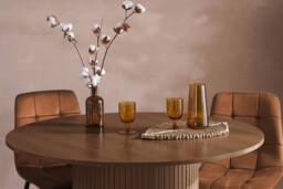 Birlea Axel Round Fluted Dining Set Table with 4 Chairs in Tan - thumbnail 2