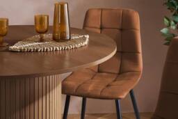 Birlea Axel Round Fluted Dining Set Table with 4 Chairs in Tan - thumbnail 3