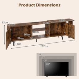 "Costway Industrial 55"" TV Stand Wooden Entertainment Center in Brown" - thumbnail 8