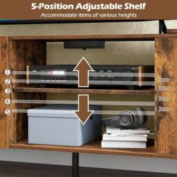 "Costway Industrial 55"" TV Stand Wooden Entertainment Center in Brown" - thumbnail 6