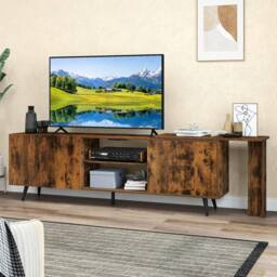 "Costway Industrial 55"" TV Stand Wooden Entertainment Center in Brown"
