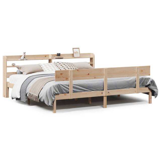 Berkfield Home Bed Frame without Mattress 180x200 cm Super King Solid Wood Pine in Light Tan - image 1