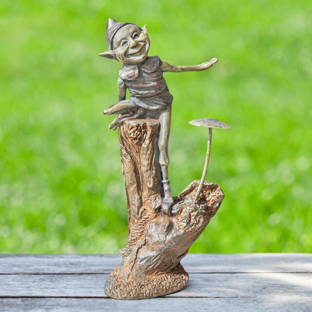 Marco Paul Bronze Resin Elf on Mushroom Garden Ornament 20cm - image 1
