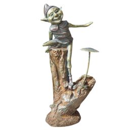 Marco Paul Bronze Resin Elf on Mushroom Garden Ornament 20cm - thumbnail 3
