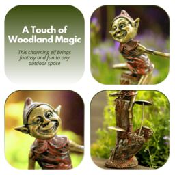 Marco Paul Bronze Resin Elf on Mushroom Garden Ornament 20cm - thumbnail 6