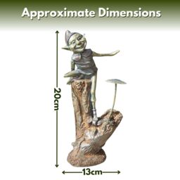 Marco Paul Bronze Resin Elf on Mushroom Garden Ornament 20cm - thumbnail 2
