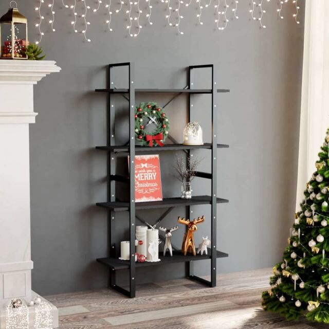 Berkfield Home 4-Tier Book Cabinet Grey 80x30x140 cm Engineered Wood - Size: 80 x 30 x 140 cm - image 1