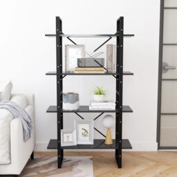 Berkfield Home 4-Tier Book Cabinet Grey 80x30x140 cm Engineered Wood - Size: 80 x 30 x 140 cm - thumbnail 3