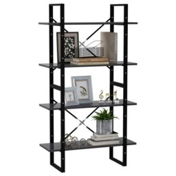 Berkfield Home 4-Tier Book Cabinet Grey 80x30x140 cm Engineered Wood - Size: 80 x 30 x 140 cm - thumbnail 4