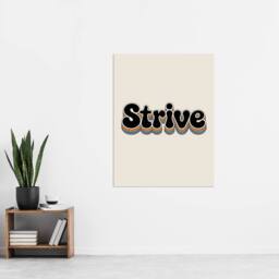 "Artery8 Strive Colourful Retro Rainbow Font Typography Wall Art Print in Beige - Size: W12"" x H16""" - thumbnail 4