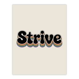 "Artery8 Strive Colourful Retro Rainbow Font Typography Wall Art Print in Beige - Size: W12"" x H16""" - thumbnail 1
