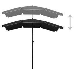 Berkfield Home Garden Parasol with Pole 200x130 cm Black - thumbnail 4