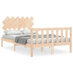 Berkfield Home Beautiful Bed Frame with Headboard 120x200 cm Solid Wood in Natural - thumbnail 3