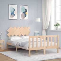 Berkfield Home Beautiful Bed Frame with Headboard 120x200 cm Solid Wood in Natural - thumbnail 2