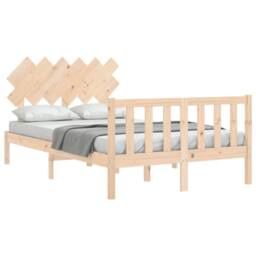 Berkfield Home Beautiful Bed Frame with Headboard 120x200 cm Solid Wood in Natural - thumbnail 4