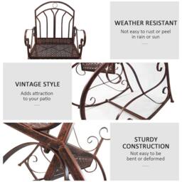 OUTSUNNY Antique Rocking Chair Metal Bench One Double Seater 2-seat Armrest in Bronze - thumbnail 6