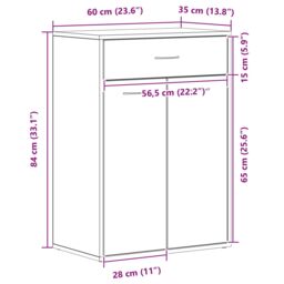 Berkfield Home Shoe Cabinet - Black Oak, 60x35x84 cm, Made of Engineered Wood - Size: 60 x 35 x 84 cm - thumbnail 4