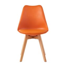 MCC Direct Set of 2 Dining Chairs with wooden Legs & Padded Cushion Eva in Orange - thumbnail 3