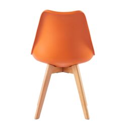 MCC Direct Set of 2 Dining Chairs with wooden Legs & Padded Cushion Eva in Orange - thumbnail 5