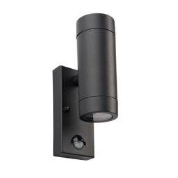 Netlighting Odyssey PIR Motion Sensor Up Down Wall Lamp Satin Black Paint & Clear Glass IP44 - thumbnail 2