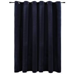 Berkfield Home Blackout Curtain with Metal Rings Velvet Black 290x245 cm in Dark Navy