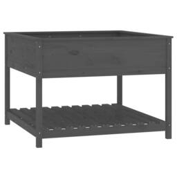 Berkfield Home Planter with Shelf Grey 111.5x111.5x81 cm Solid Wood Pine - thumbnail 1