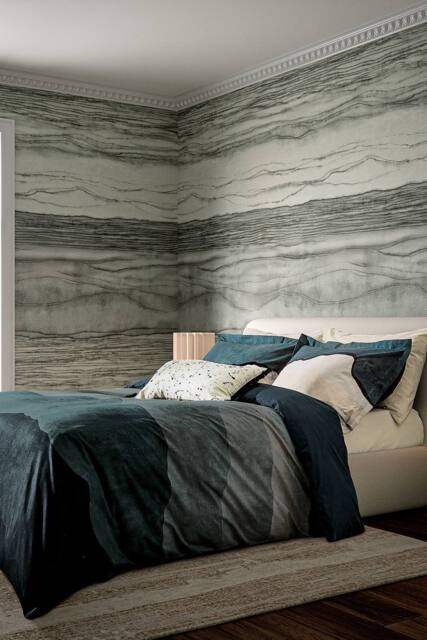 Harlequin 'Sedimentary' Cotton Duvet Cover Set in Dark Blue - Size: Double - image 1
