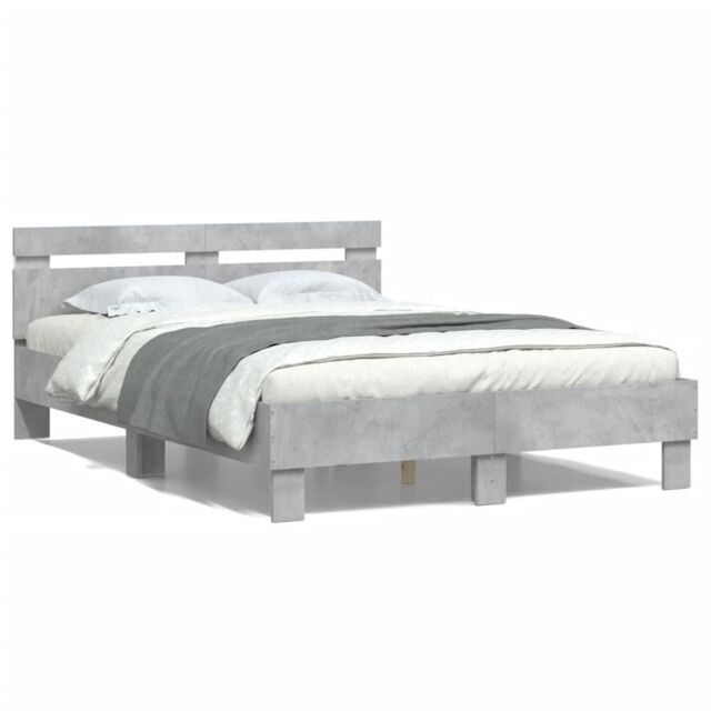 Berkfield Home Bed Frame with LED without Mattress Concrete Grey 120x200 cm - Size: Small Double - image 1