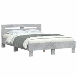 Berkfield Home Bed Frame with LED without Mattress Concrete Grey 120x200 cm - Size: Small Double - thumbnail 5