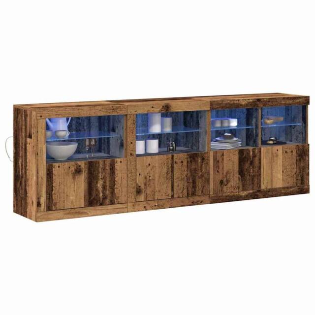 Berkfield Home Sideboard with LED Lights Old Wood 202x37x67 cm Engineered Wood in Brown - Size: 202 x 37 x 67 cm - image 1